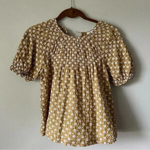 Madewell | Daisy Embroidered  Shirred Puff-Sleeve Top